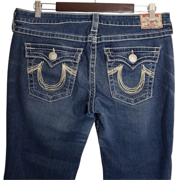 USA True Religion Womens Rainbow Becky Flare Low Rise Flap Pocket Jean Sz 32 - Picture 1 of 12